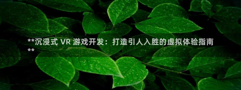 沐鸣平台总代理：**沉浸式 VR 游戏开