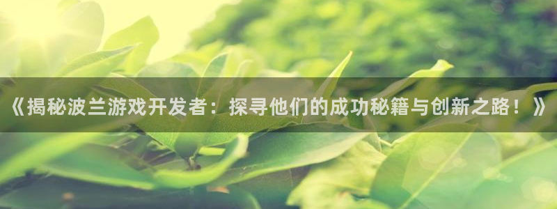 沐鸣科技和沐瞳科技哪个好：《揭秘波兰游戏